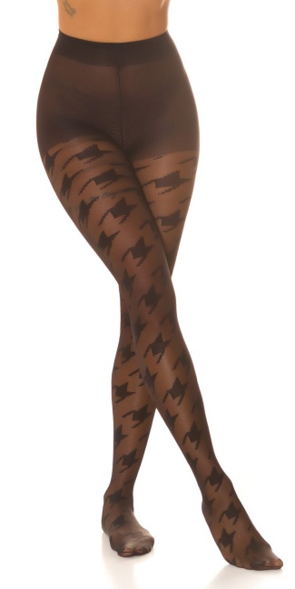 Tights with houndstooth pattern Black